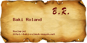 Baki Roland névjegykártya